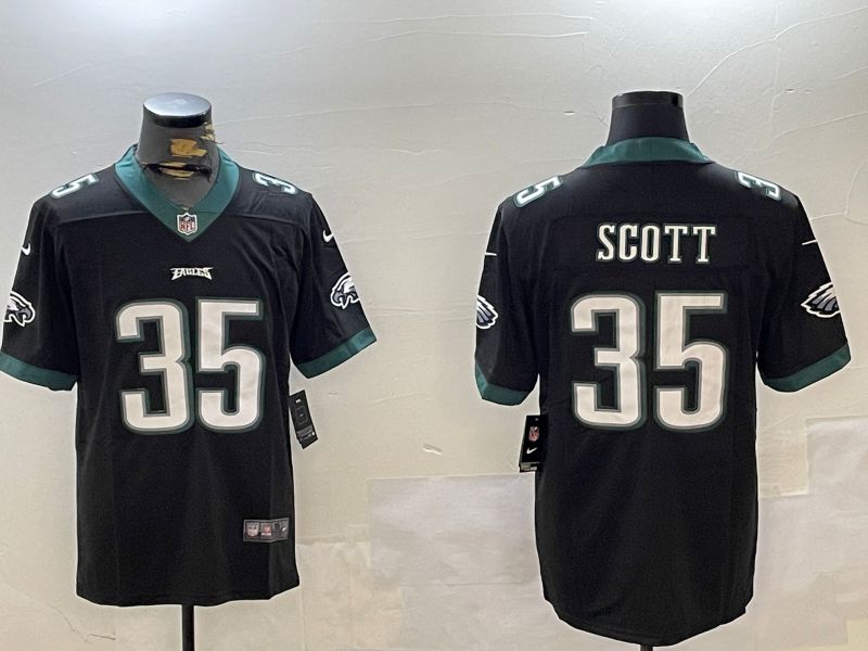 Men Philadelphia Eagles #35 Scott Black Second generation 2024 Nike Limited NFL Jersey style 1